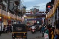 Moving over the streets of india. Auto moving on the road.