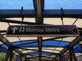 Mumbai metro sign board. Direction board of bombay rail.