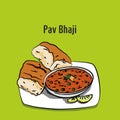 Mumbai pav bhaji illustration