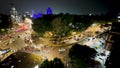 Mumbai Traffic outside historical landmark CSMT historic building.