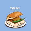 Mumbai vada pav vector illustration Royalty Free Stock Photo