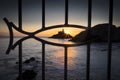 Mumbles lighthouse through a fish Royalty Free Stock Photo