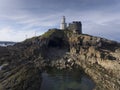 Mumbles Lighthouse, pier and Bob`s cave Royalty Free Stock Photo