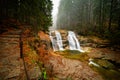 Mumlava waterfall in Giant mountains in Harrachov during autumn in Czech republic