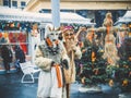 MOSCOW, RUSSIA- FEBRUARY 2017: The mummers walk the streets and entertain the people. Disguised in the wood goblin and