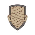 Mummy bandage metal shield badge logo template illustration