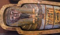 Mummy coffin from the ancient Egypt. Mummy in a casket. Egyptian sarcophagus. Royalty Free Stock Photo