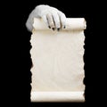 Mummy in hands keeps manuscript Royalty Free Stock Photo