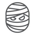 Mummy line icon, halloween and creepy, monster sign, vector graphics, a linear pattern on a white background.