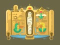 Mummy in a sarcophagus flat design