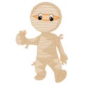 Mummy was holding his thumbs up while walking casually cartoon vector illustration