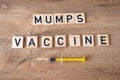 Mumps vaccine concept. Syringe on the table Royalty Free Stock Photo