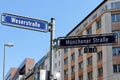 Street name sign post in Frankfurt am Main, Germany