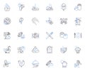 Munching line icons collection. Snacking, Chewing, Nibbling, Gobbling, Munching, Biting, Crunching vector and linear