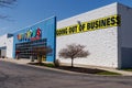 Muncie - Circa April 2018: Toys `R` Us Retail Strip Mall Location. Toys `R` Us is going out of business after filing bankruptcy I Royalty Free Stock Photo