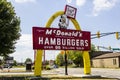 Muncie, IN - Circa August 2016: Legacy McDonald's Hamburger Sign with Speedee VI