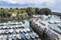 Mundaka, Spain - Sep 16, 2020: Port of Mundaka in the Basque country, Spain. Mundaka is famous for its surfing