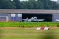 Munderloh, Germany - August 18, 2019: Aircraft are standing on a small airfield where a music event takes place