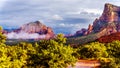 Munds Mountain and Twin Butte red rock mountains surrounding the town of Sedona Royalty Free Stock Photo