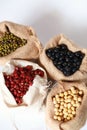 Mung bean Ã¯Â¼ÅRed soy beans and black soy beans In the cloth belt Royalty Free Stock Photo