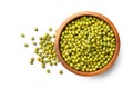 Mung bean Vigna radiata seeds in wooden bowl Royalty Free Stock Photo