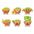 Mung beans cartoon character with cute emoticon bring money