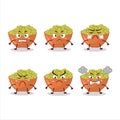 Mung beans cartoon character with various angry expressions