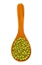 Mung beans over wooden spoon isolated Royalty Free Stock Photo