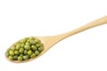 Mung Beans in Wooden Spoon Isolated on White Background Royalty Free Stock Photo