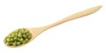 Mung Beans in Wooden Spoon Isolated on White Background Royalty Free Stock Photo