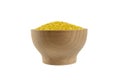 Mung dal or Mung daal bean in wooden bowl isolated on white background. nutrition. food ingredient