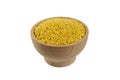 Mung dal or Mung daal bean in wooden bowl isolated on white background. nutrition. food ingredient