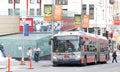 Muni bus outside the Chinatown Rose Pak station. Celebrating 50 years