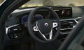 Modern car BMW Alpina D5 S interior with elegant sport elements