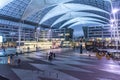 Munich airport center interior twilight