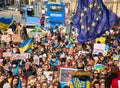 Munich - 9 April 2022 Demonstration Against Russian Agression, to stop violence in Bucha, Mariupol In Ukraine.