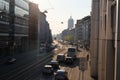 Busy Munich City Street with Ambulance