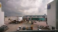 Munich, Bavaria, Germany- September 03, 2018: Planes and official cars at Munich Airport stand at the passenger terminal