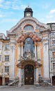 MUNICH, Bavaria / Germany - September 22 2018: rich adorned baroque St. Johann Nepomuk church, called Asam Church, in the old tow
