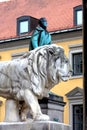 Munich, Bavarian Lion Statue in front of Feldherrnhalle, Bavaria