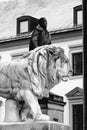 Munich, Bavarian Lion Statue in front of Feldherrnhalle, Bavaria