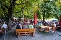 Munich Biergarten near Marienplatz during Oktoberfest