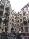 Munich City Hall in the countryard restaurant after rain Royalty Free Stock Photo