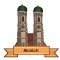 Munich city label. Travel Germany architectural symbol Royalty Free Stock Photo