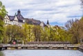 Munich cityscape at the river Isar Royalty Free Stock Photo