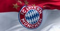 Close-up of Bayern Munich flag waving