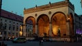 Munich Feldherrenhalle in night view