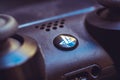 MUNICH, GERMANY - Apr 18, 2020: Macro shot of a Playstation 4 controller