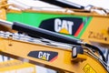 Caterpillar logo on a digger arm