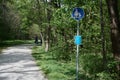 Health safety posters in the green areas of Munich Germany for Coronavirus covid-19